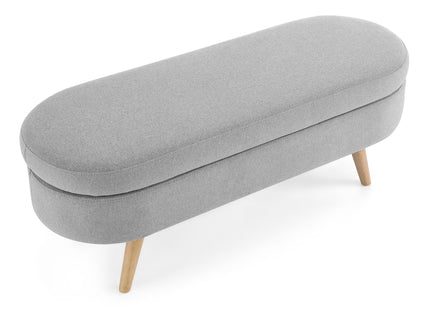 Ottoman Oval Storage Bench With Rubber Wood Legs Linen - Gray