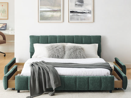 Modern Platform Bed Frame With Thick Fabric