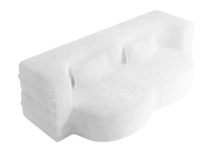 Modern Floor Sofa, With 2 Pillows, Convertible Teddy Fabric Foam Filled Bed