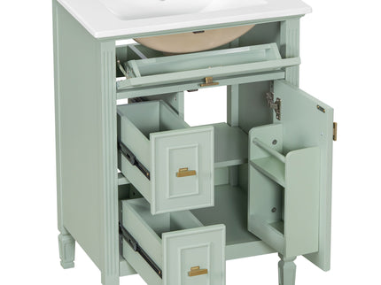 Modern Bathroom Vanity With Sink, Flip Drawer, 2 Drawers, Adjustable Shelf