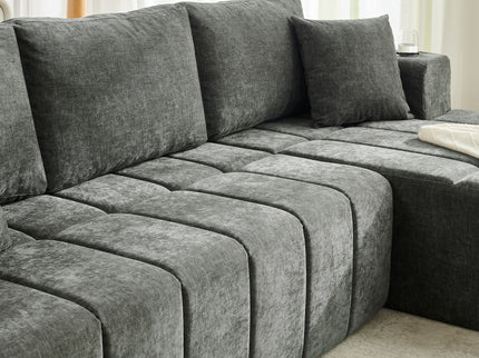 L - Shaped Sectional Sofa With Cup Holders & Side Pockets