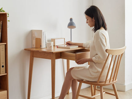 Computer Desk, Study Desk With Drawer Simple Work From Home - Oak Natural