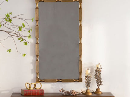 Rectangular Wall Mirror With Frame For Living Room - Gold