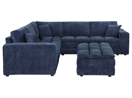Azure - 6 Piece Upholstered Modular Sectional Sofa - Blue
