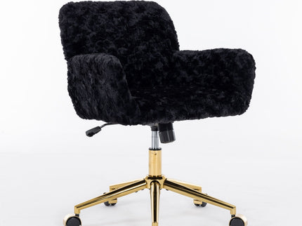 Office Chair, Artificial Rabbit Hair Home Office Chair With Metal Base, Adjustable Desk Chair Swivel Office Chair, Vanity Chair