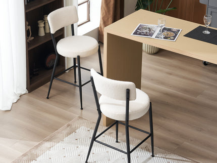 Modern Teddy Fabric Upholstered Bar Stools - Legs