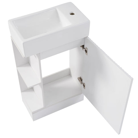 Modern Bathroom Vanity With Sink And 2 Tier Shelf