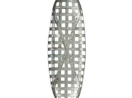 Metal Wall Art With Grid Pattern - Silver