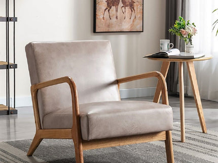 Classic Mid-Century Modern Accent Chairs, Open Framed Armchair With Cushioning