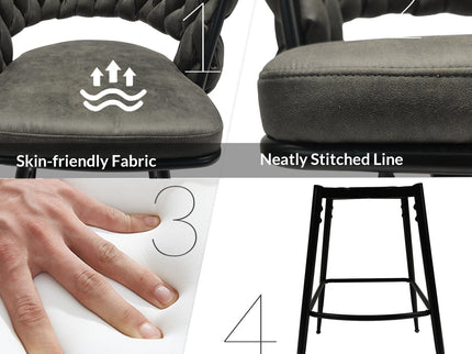 Bar Stool 360 Swivel With Back Footrest