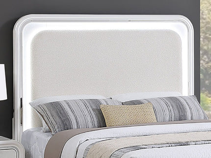 Bed With LED Lights Panel Headboard And Footboard Frame