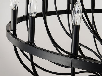 24 Light Chandelier Industrial Iron Candle Chandelier Modern Suspended Farmhouse Chandeliers Pendant Light Fixtures For Dining Room Bedroom Living Room Kitchen Island Foyer E12 Bulb (No Include) - Black