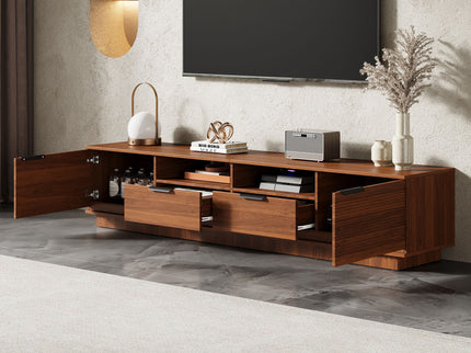 TV Stand, Entertainment Center With Deep Drawers, Cable Management & Soft Closing Hinges