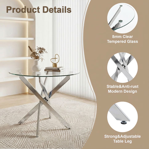 Round Dining, Kitchen Table For Dining Room - Chrome