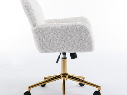 Office Chair, Artificial Rabbit Hair Home Office Chair With Metal Base, Adjustable Desk Chair Swivel Office Chair, Vanity Chair