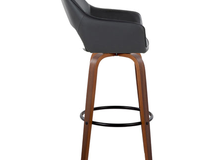 Mustang - Contemporary Fixed Height Barstool With Swivel & Round Footrest (Set of 2)