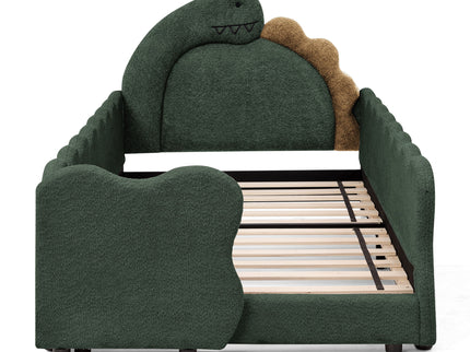 Cute Dinosaur Shaped Bed With Safety Guardrail, Toddler Frame
