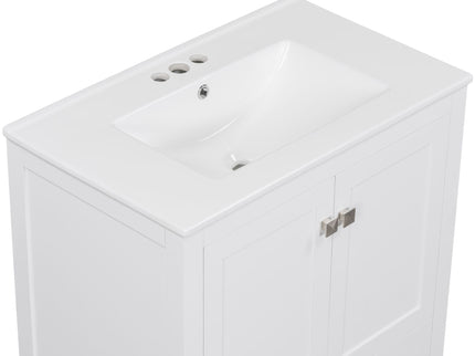 Bathroom Vanity With Single Sink, Combo Cabinet Undermount Sink, Bathroom Storage Cabinet With Two Doors And A Drawer, Soft Closing, Multifunctional Storage, Solid Wood Frame
