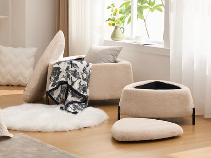 Upholstered Storage Ottoman Set With Reversible Lid