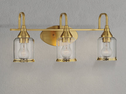 3 Lights Brush Vanity Light - Clear / Gold