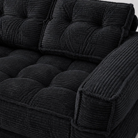 2 Seater Modular Corduroy Sofa With Chaise Lounge For Living Room
