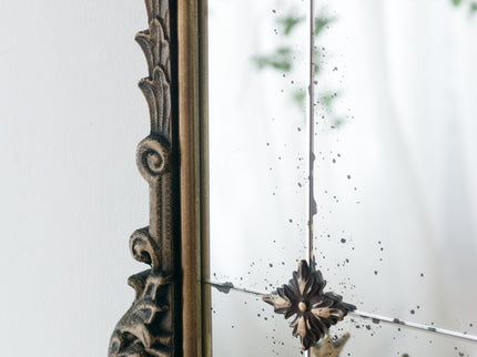 Antique Arched Mirror With Metal Frame, Full Length Mirror For Living Room Bathroom Entryway - Gold