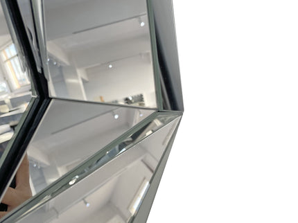 Diamond Shaped Wall Mirror With Beveled Edge Frameless Design - Silver