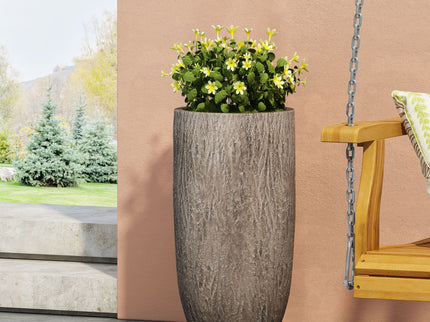 Magnesium Oxide Planter For Outdoor Use - Natural Wood