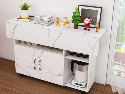 Multi Functional Folding Table With Storage Shelves And Wheels