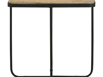 Travertine Accent Table Geometric Design - Brown