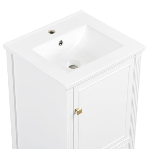 Freestanding Bathroom Vanity With Sink, Soft Closing Door, Drawer Storage - White