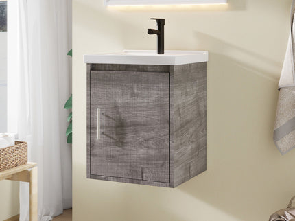 Floating Bathroom Vanity Combo, Wall Mounted Cabinet With Sink & Soft Close Doors For Small Bathrooms