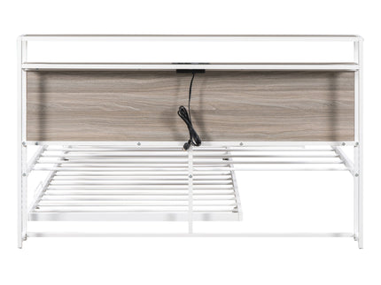 Platform Bed Frame With Trundle, USB Ports And Slat Support, No Box Spring Needed