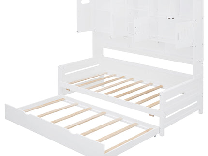 Daybed With All-In-One Cabinet And Shelf