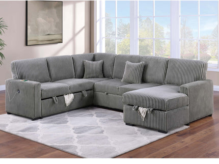 Convertible Sectional Upholstered Sleeper Sofa With Storage Chaise