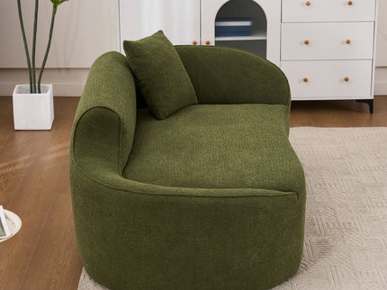 Compression Curved Chaise Longue Chair Indoor Loveseat Sofa Bed With Deep Seat And Pillow - Green