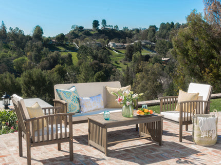 4 Piece Set Outdoor Chat Set With Water Resistant Cushions