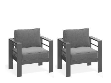 Modern All-Weather Patio Armchairs With Thick Cushions (Set of 2)