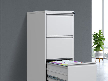 Durable Metal 3 Drawer File Cabinet With Lock For Office Storage