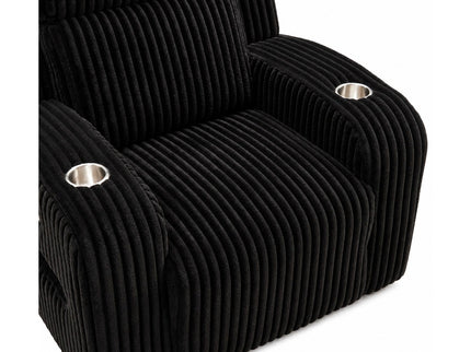Power Recliner With Cup Holders And Ambient LED Lighting - Black