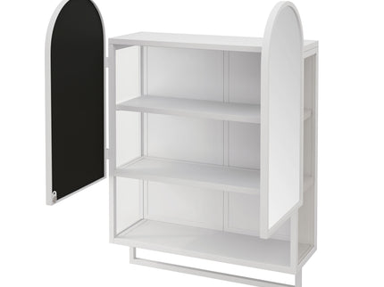 Double Arched Mirror Wall Cabinet With 2 Doors, Featuring Adjustable Shelves And Towel Rack