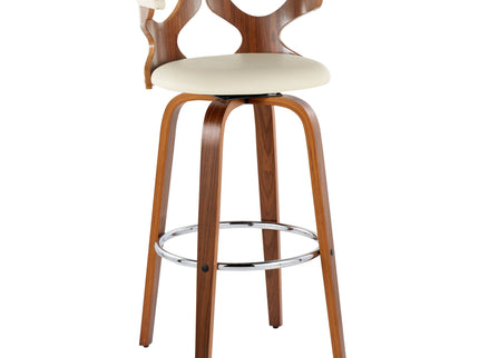 Gardenia - Mid Century Modern Fixed Height Barstool With Swivel With Round Footrest (Set of 2)