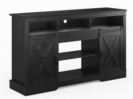 Farmhouse TV Stand With Sliding Barn Doors & Adjustable Storage