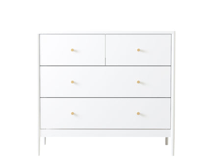 4 Drawer Kids Dresser With Antique Brass Pulls - White