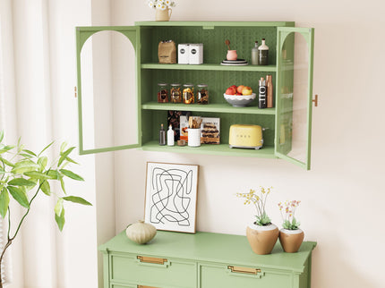 2 Door Wall Cabinet With 3 Tier Storage - Green