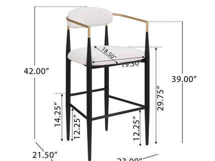 Upholstered Bar Stools With Backs For Kitchen Island (Set of 2) - Beige