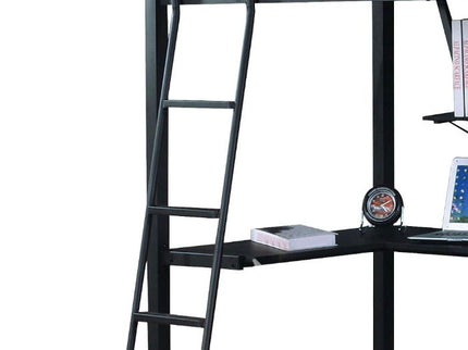 Senon - Twin Loft Bed With Desk - Black / Silver