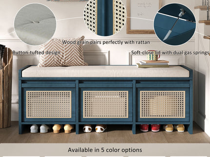 Entryway Shoe Bench With Drawers & Button Tufted Cushion