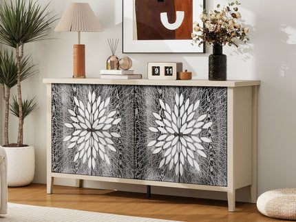 Modern Storage Cabinet With 4 Doors & Adjustable Shelves