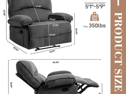 Oversized Manual Recliner Chair Sofa For Living Room